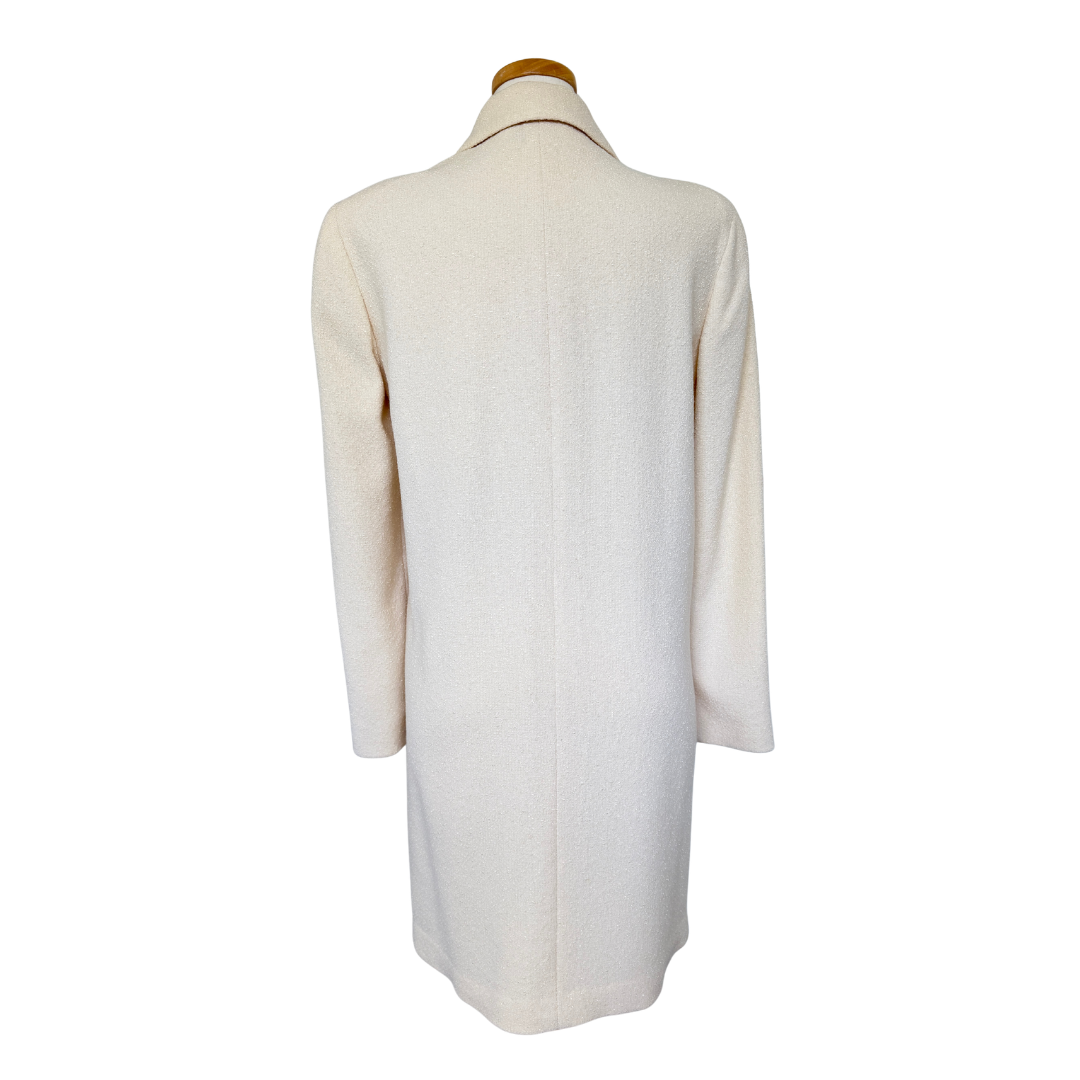 Anne Klein Cream Boucle Wool Blend Coat | 6 (Medium)