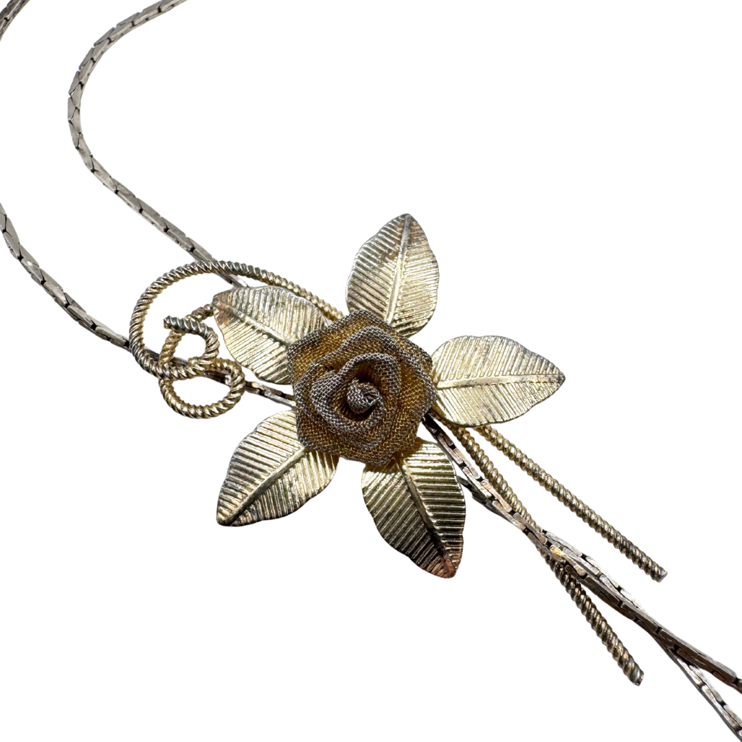 Gold-tone Floral Lariat Necklace