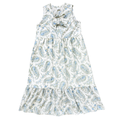 Recycled Blue Floral Ruffled Midi Play Dress | Small