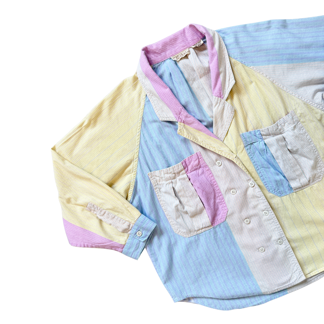 Michel Pastel Plaid Patchprint Blouse | Extra-Small