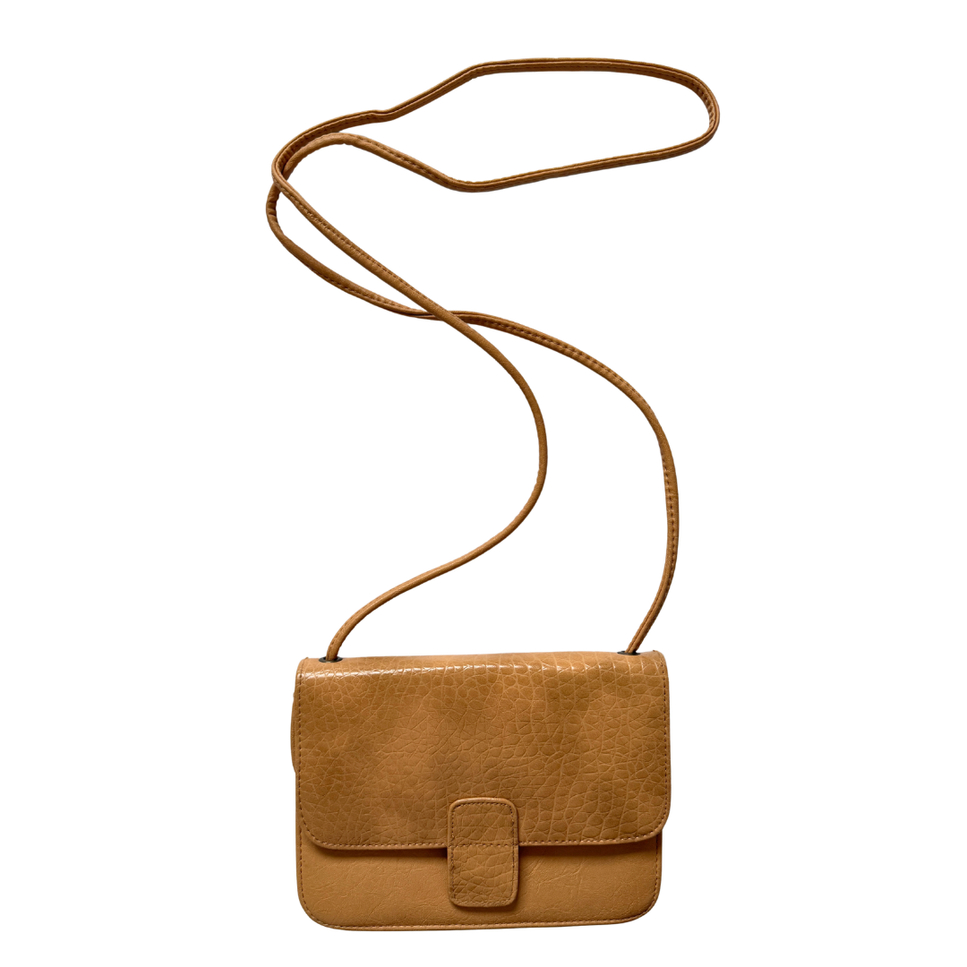 Vintage 90s - Y2K Tan Faux Leather Fold-Over Purse 