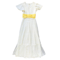 Vintage 70s Yellow Embroidered Ditzy Floral Fancy Dress | Small