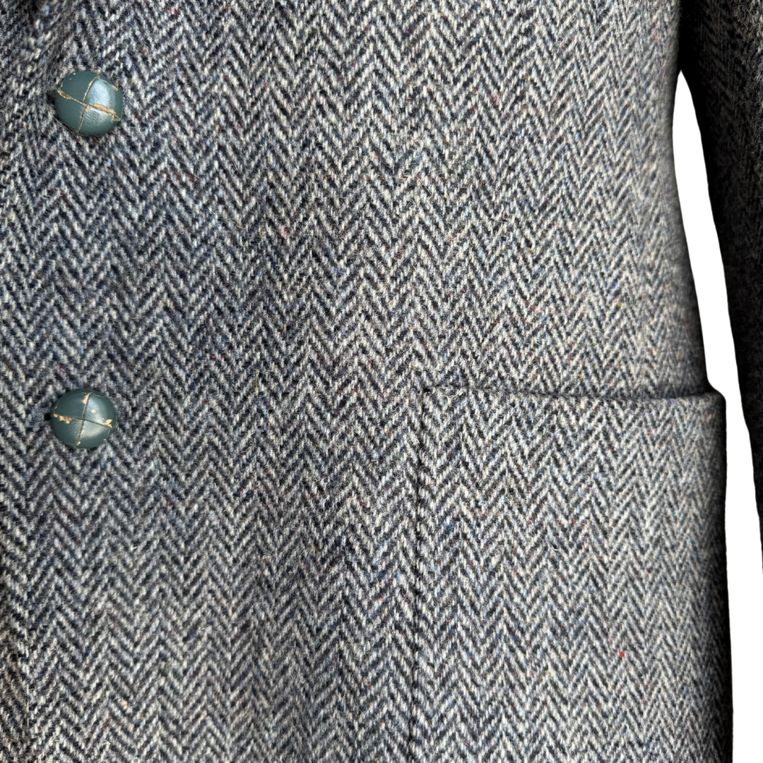 Men's Gray Harris Tweed Blazer with Suede Elbow Patches | Large