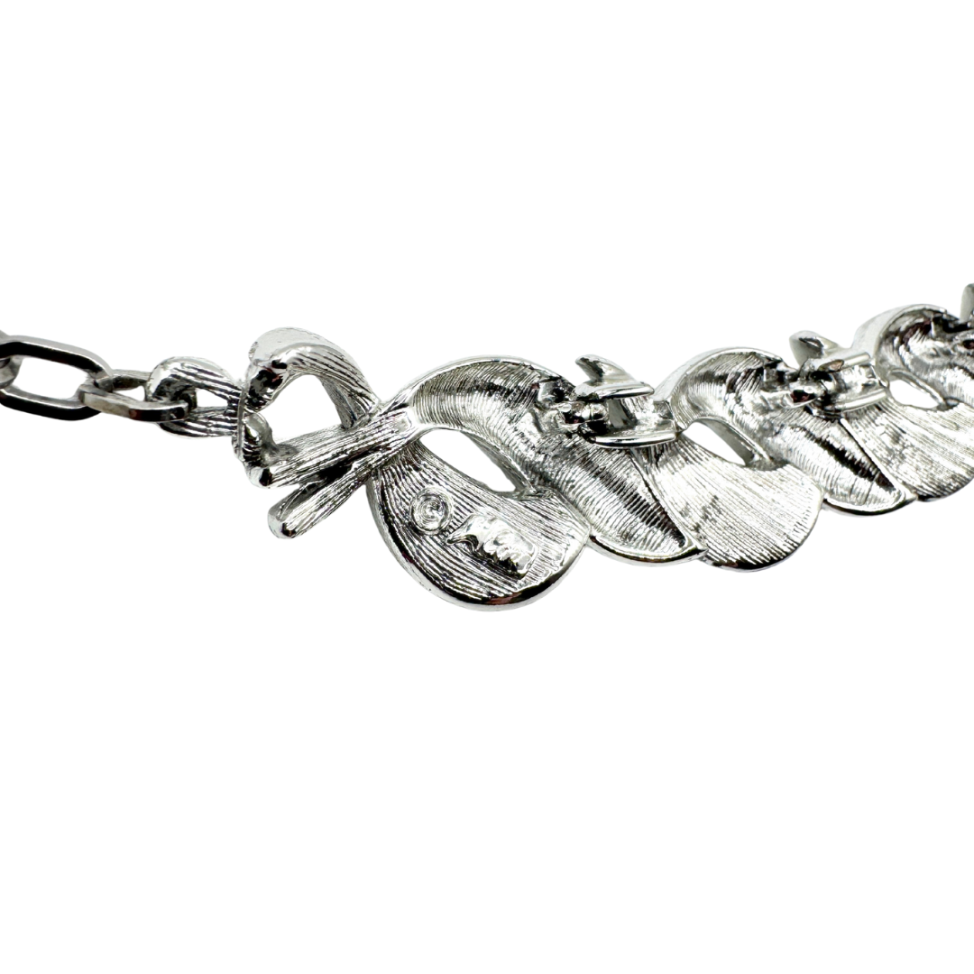 Vintage Coro Pegasus Chunky Silver Statement Chocker Necklace | 1940s-1950s