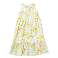 Recycled Orange and Yellow Floral Ruffled Midi Play Dress | Large