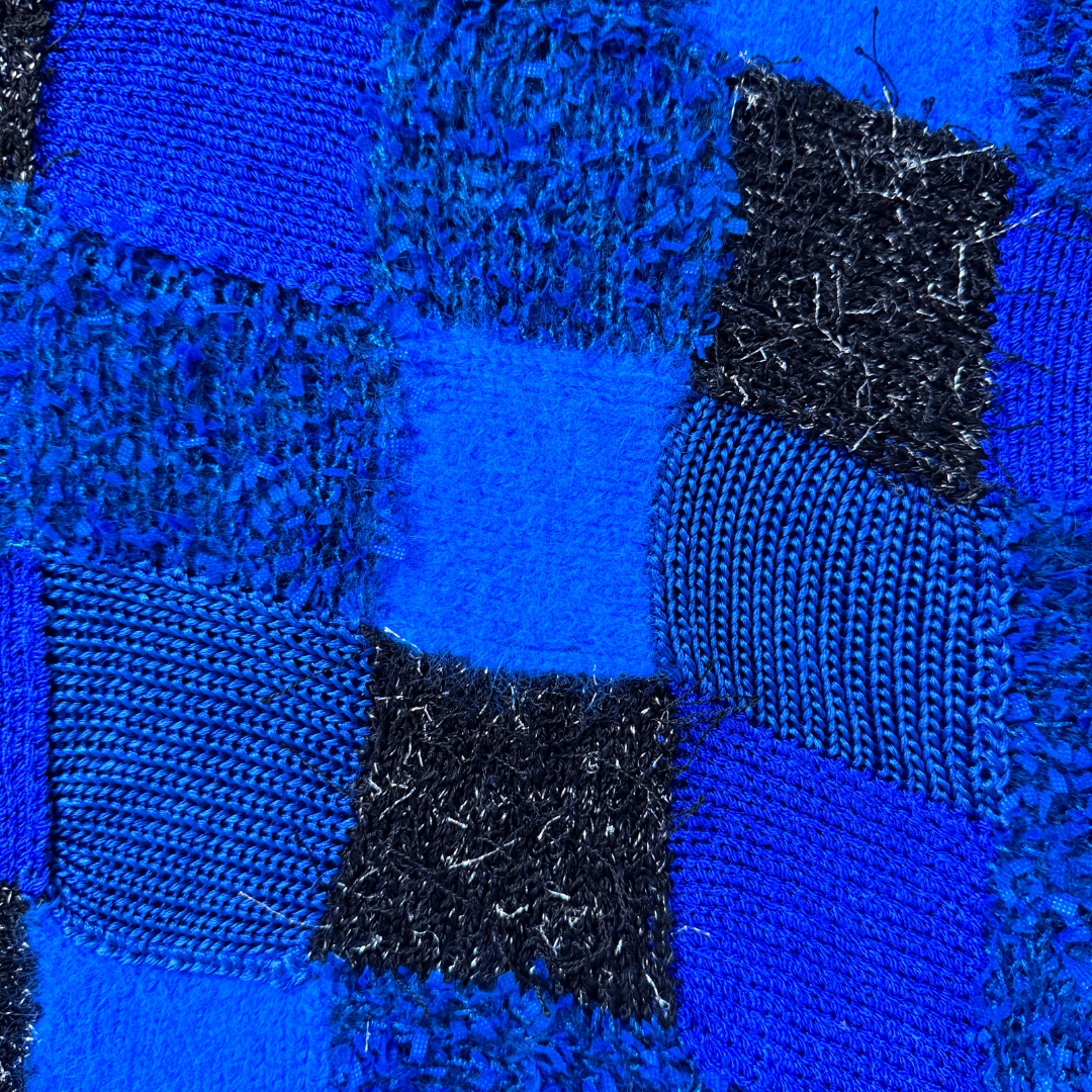 Lara Ferrante Blue Patchwork Sweater with Angora | Large