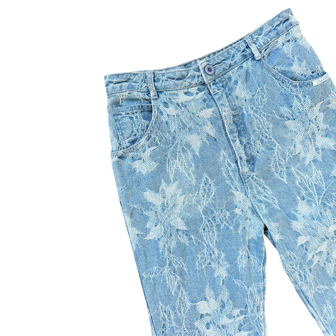 Pentimento Textured Straight Leg Light Wash Jeans | 28