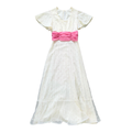 Vintage 70s Pink Embroidered Ditzy Floral Fancy Dress | Extra-Small