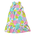 Recycled Bright Pastel Floral Ruffled Midi Play Dress | 2XL