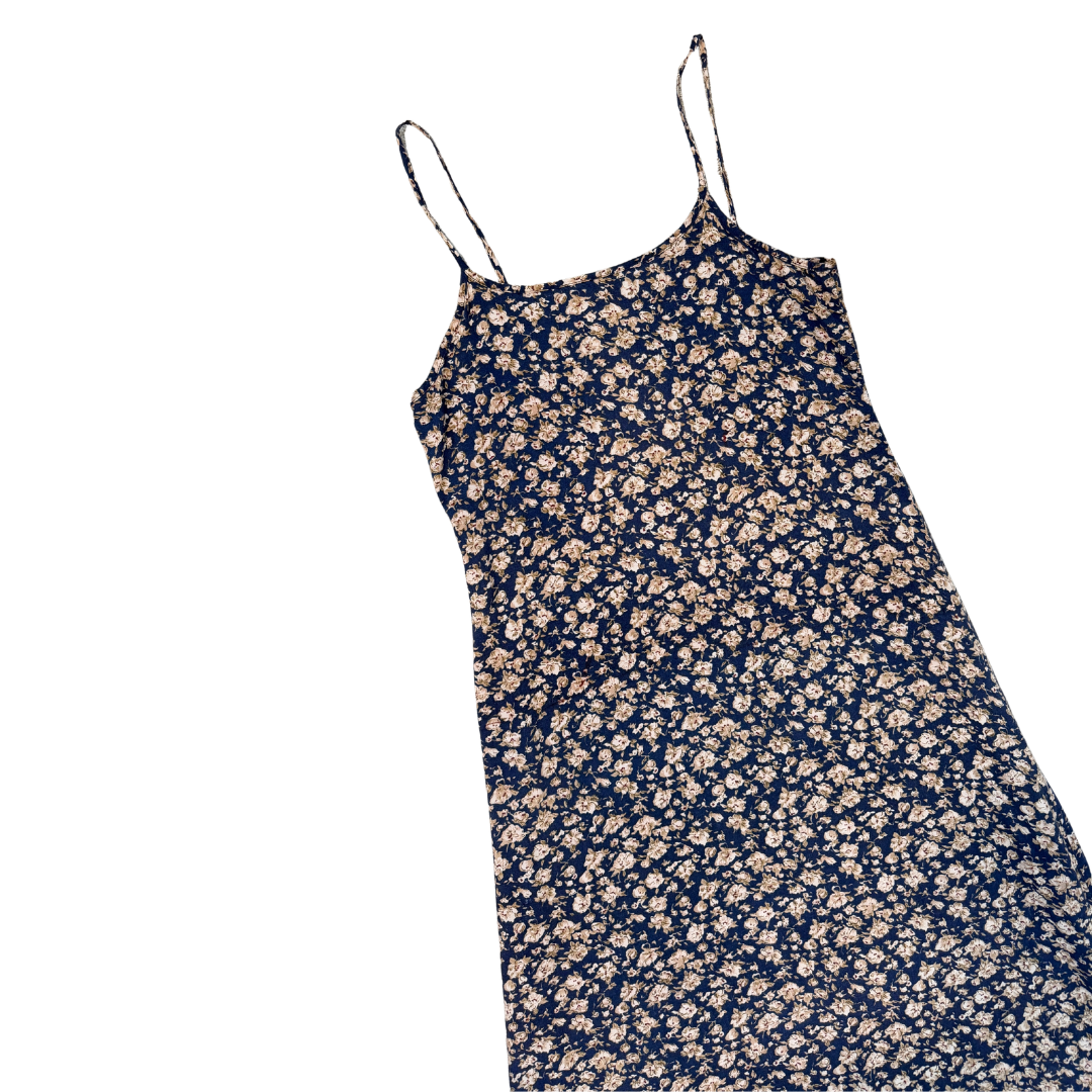Blue Floral Sleeveless Maxi Dress | Small