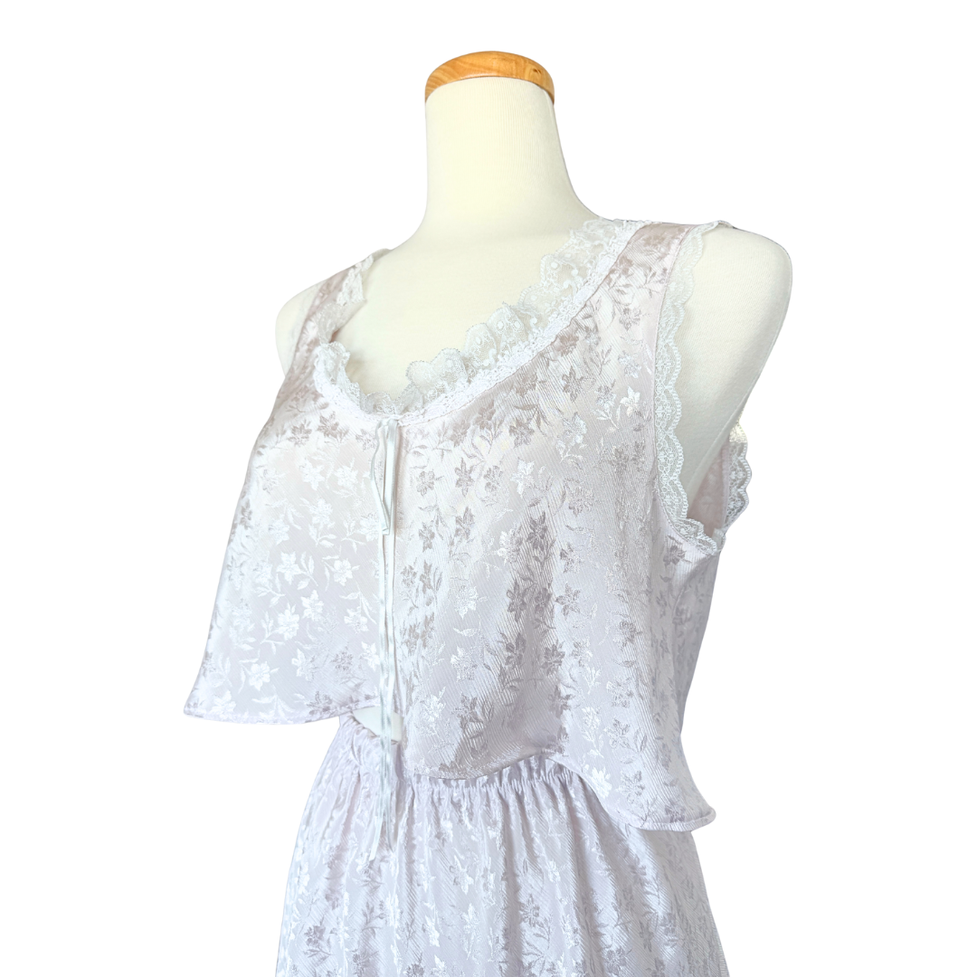 Reworked Vintage Satin Floral Nightie Coord Set | Medium-Large