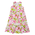 Recycled Pink and Green Retro Floral Ruffled Midi Play Dress | XL
