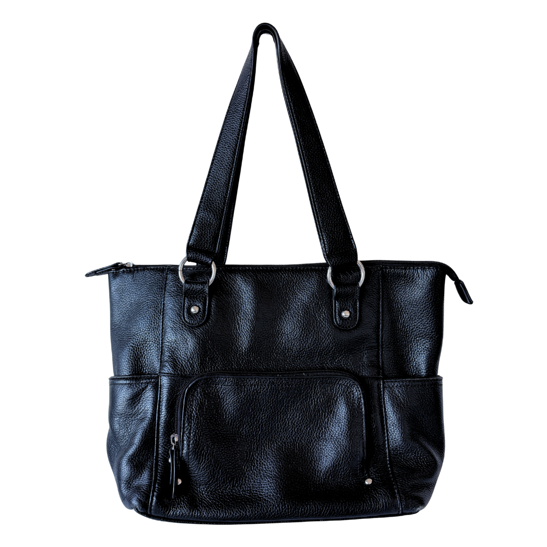 Vintage 1990s Jessica Genuine Black Leather Shoulder Bag / Purse