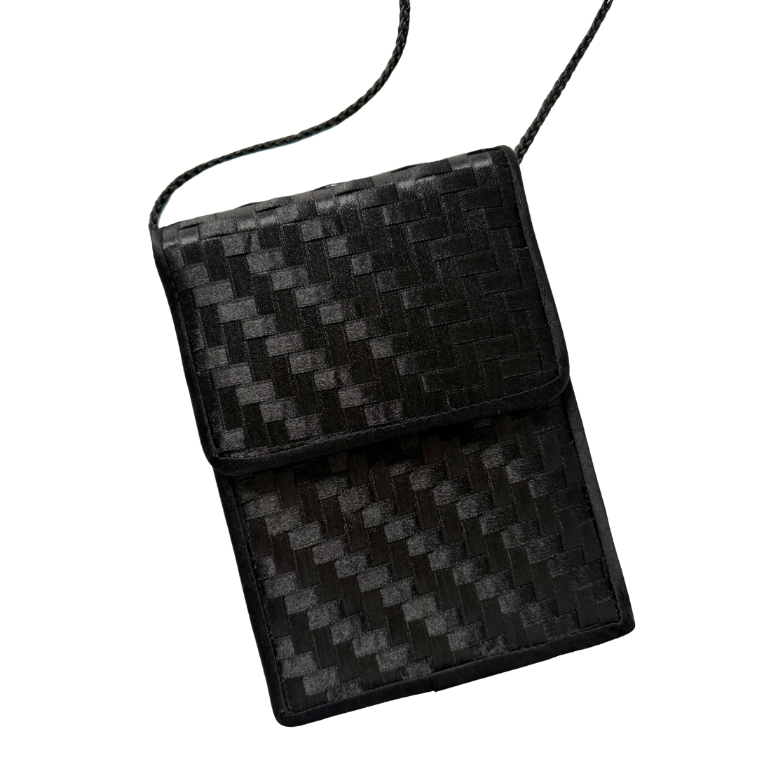 Black Satin Woven-Look Rectangular Purse