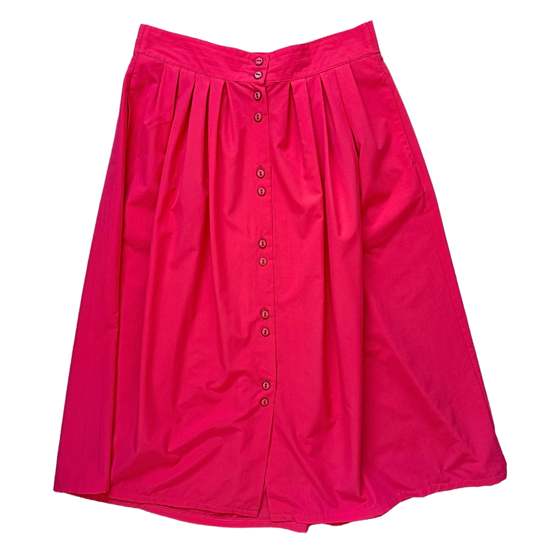 Vintage 1980s Fashion Gallery Bright Coral Maxi Skirt | Large