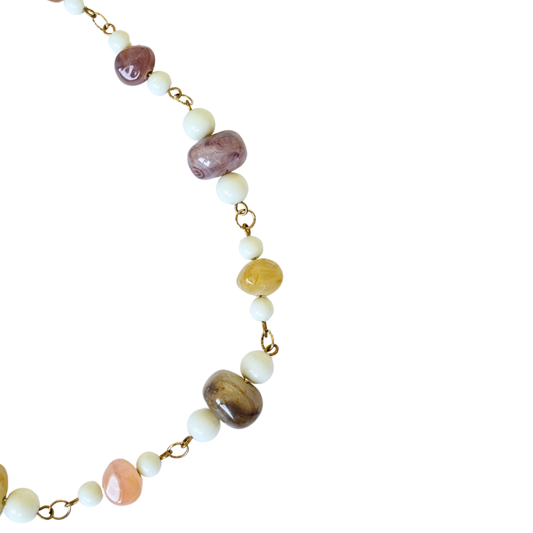 Upcycled Multicolor Beaded Chain Necklace