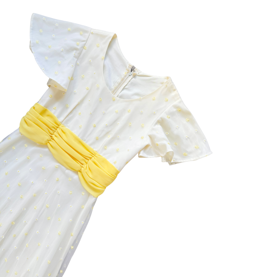 Yellow Embroidered Ditzy Floral Fancy Dress | Small