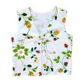 Recyled 1970s Vintage White Vest with Big Blooms | Large