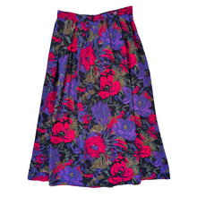 Load image into Gallery viewer, Vintage 1980s Eaton&#39;s Club House Black and Bright Floral Maxi Skirt | Small
