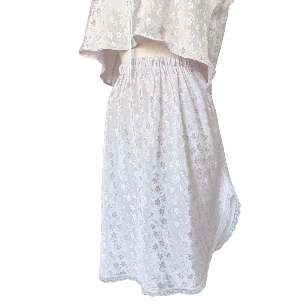 Reworked Vintage Satin Floral Nightie Coord Set | Medium-Large