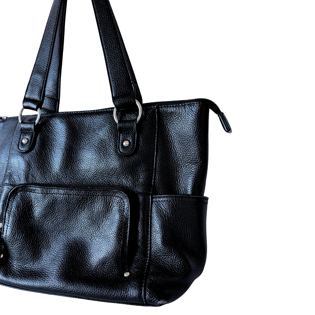 Jessica Genuine Black Leather Purse