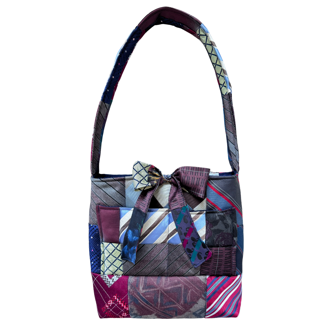 Recycled Patchwork Tie Bow Bag