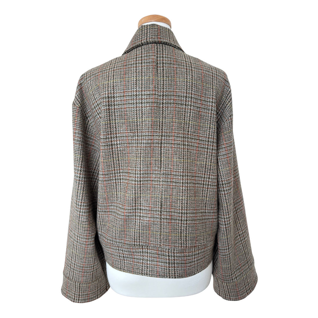 Plaid Virgin Wool Relaxed Fit Jacket | Medium- Large