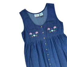 Load image into Gallery viewer, Tradition Denim Maxi Dress with Floral Embroidered Pockets | Large / Extra-Large
