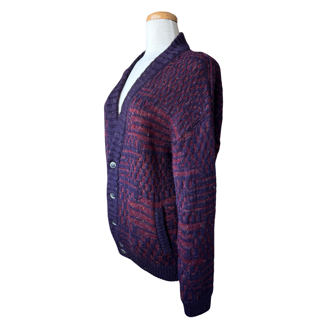 Gran Sasso Wool and Alpaca Purple Marled Cardigan | Large