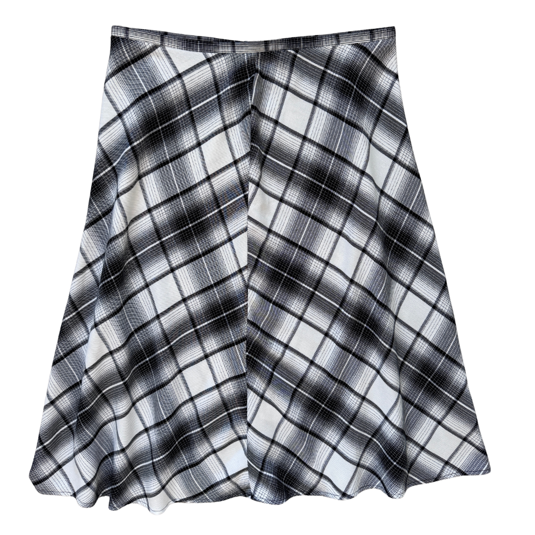 Vintage 1990s Christopher & Banks Black and White Plaid Midi Skirt | Large