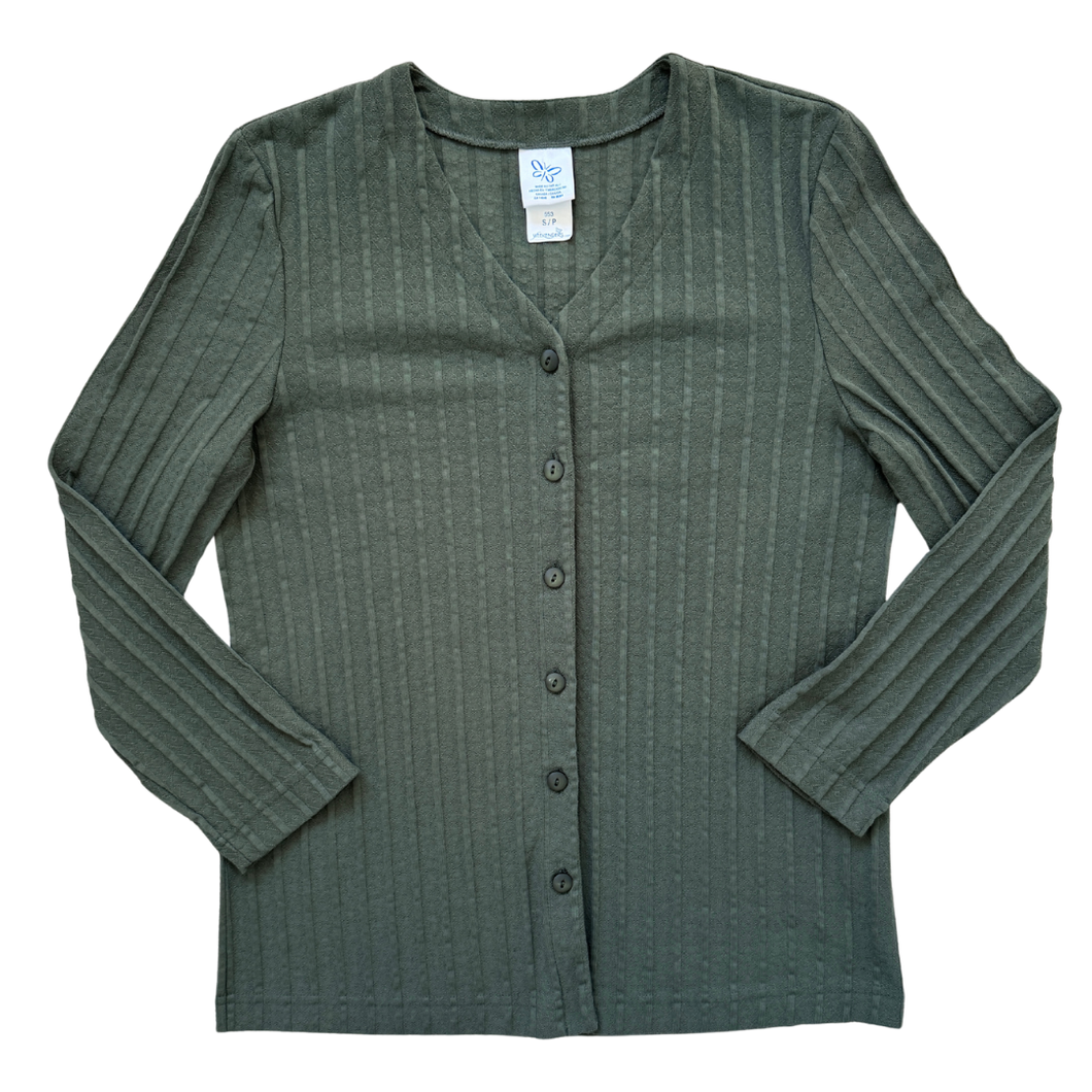 Vintage 1990s Weekenders Green Cotton Blend Cardigan | Small - Medium