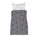 Karl Lagerfeld B&W Gingham Dress with Red Floral Embroidery | Medium