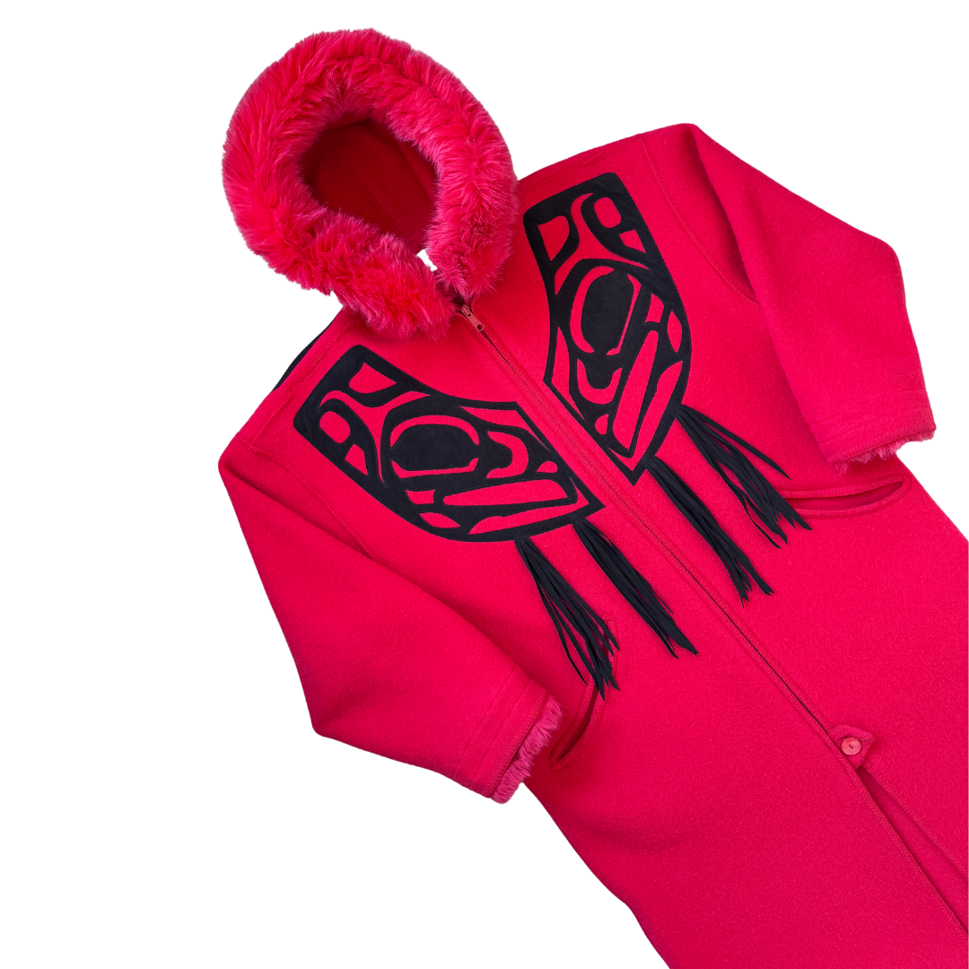 Linda Lundstrom LaParka Red Wool with Black Nisga Motif | Large