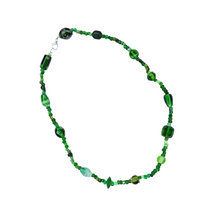 Load image into Gallery viewer, Up-cycled Hand Crafted Green Glass Beaded Necklace
