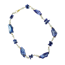 Load image into Gallery viewer, Up-cycled Hand Crafted Blue Glass Beaded Necklace
