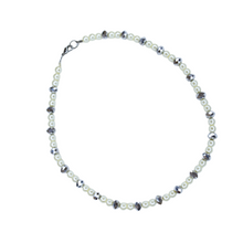 Load image into Gallery viewer, Up-cycled Hand Crafted Faux Pearl and Hematite Beaded Necklace

