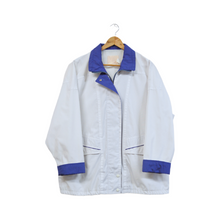 Load image into Gallery viewer, Vintage 1980s-1990s White Rain Jacket with Blue Trim
