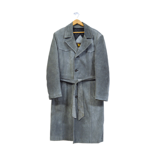 Vintage 1980s Gray Suede Trench Coat