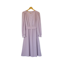 Load image into Gallery viewer, Vintage 1970s Lilac Embroidered Long Sleeve Maxi Dress
