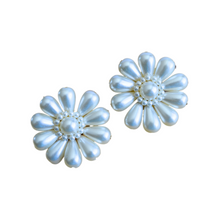 Load image into Gallery viewer, Vintage 1980s Pearl Flower Statement Stud Earrings
