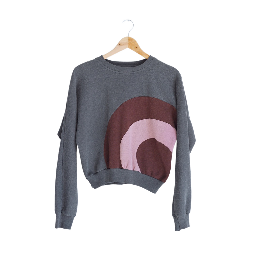 Grey and Pink Circular Geometric Sweatshirt | S-M