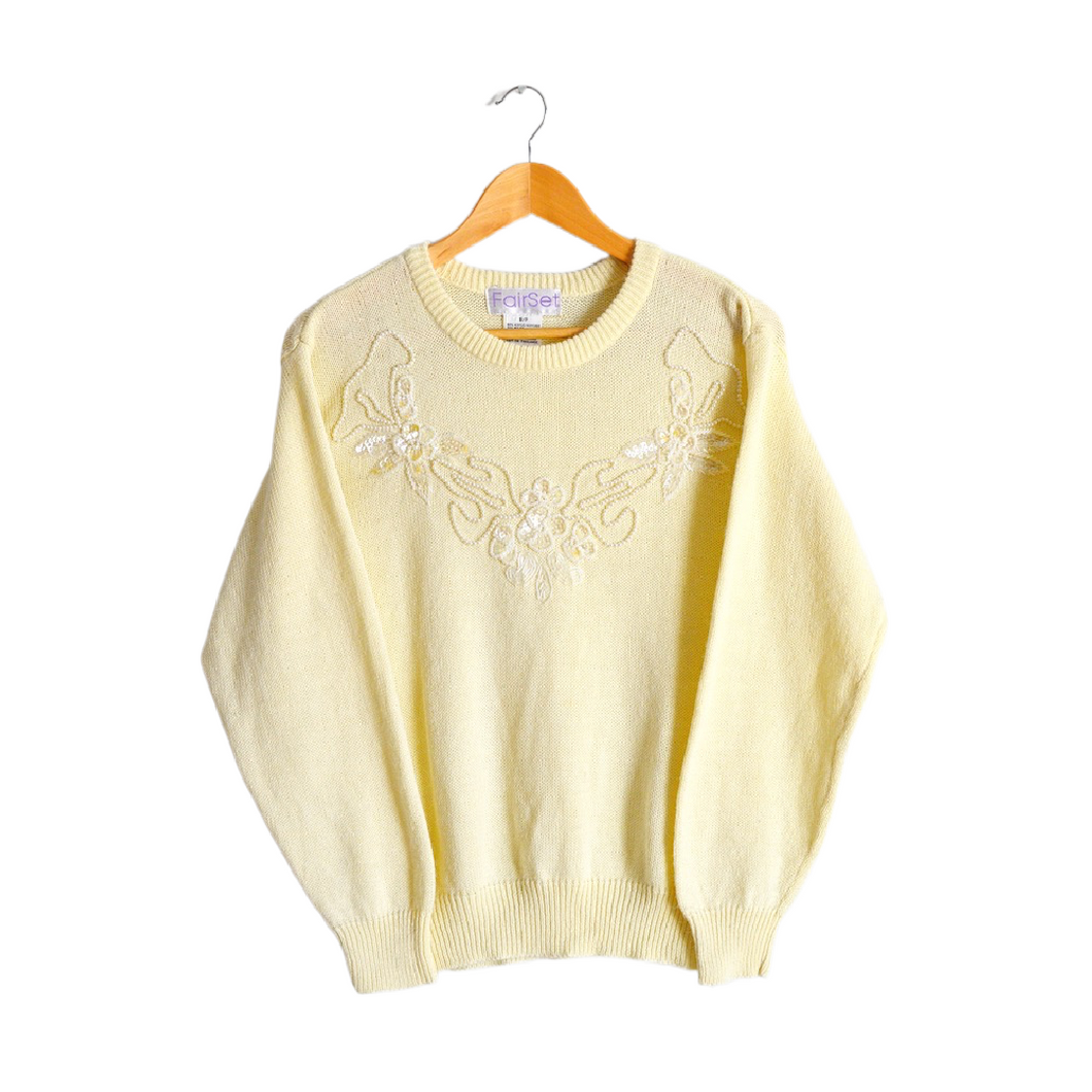 Floral Beaded Sweater | S-M