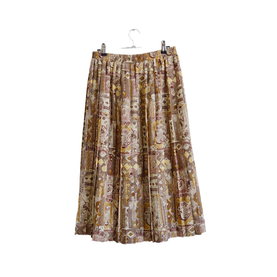 Geometric Print Pleated Skirt | M