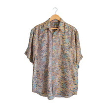 Load image into Gallery viewer, Silk Multicolour Abstract Print Short Sleeve Blouse | L-XL
