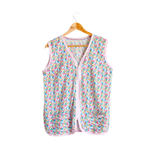 Load image into Gallery viewer, Pink and Blue Floral Zip Vest | M-L
