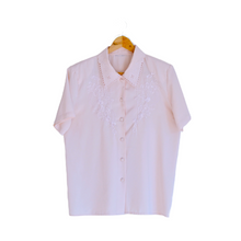 Load image into Gallery viewer, Light Pink Short Sleeve Blouse with Embroidered Detail | L-XL
