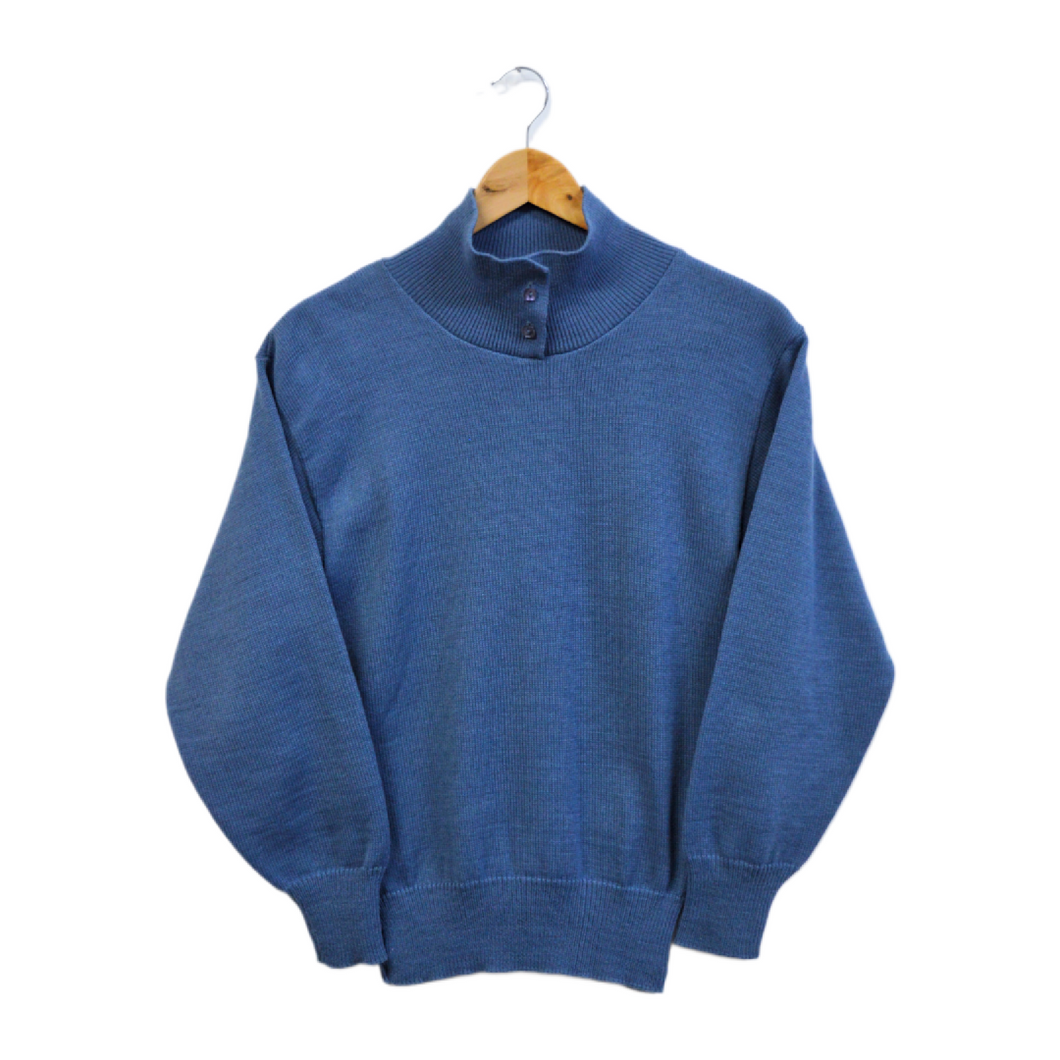 Vintage 1990s Blue Wool Blend Calvin Klein Sport High Neck Sweater