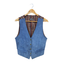 Load image into Gallery viewer, Vintage 1990s Blue Suede and Paisley Vest 
