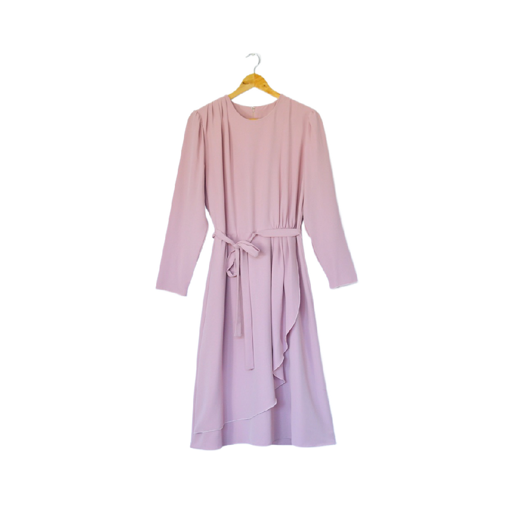 Lilac Tiered Tie Waist Dress | M