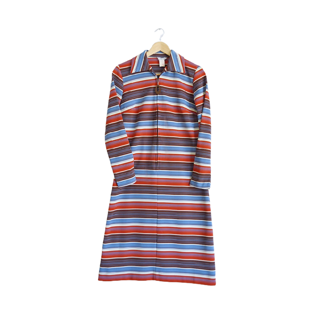 Half Zip Striped Collared Dress | S